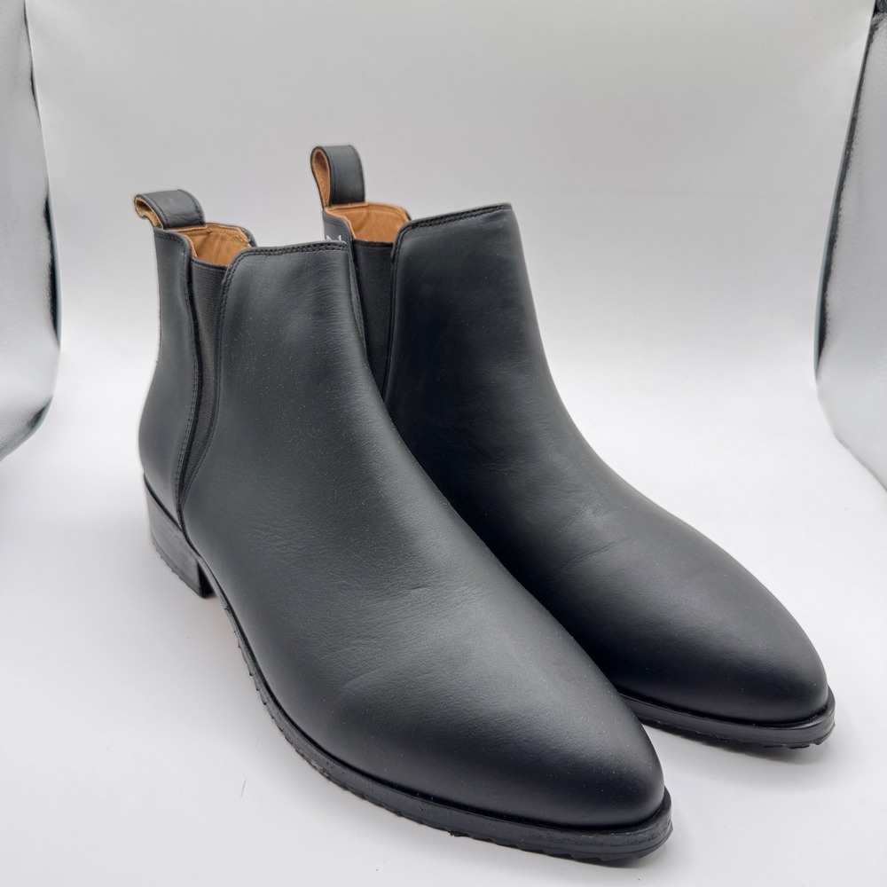 Nisolo Eva Everyday Chelsea Black Leather Ankle Boots Pointed Toe Women's 10 New